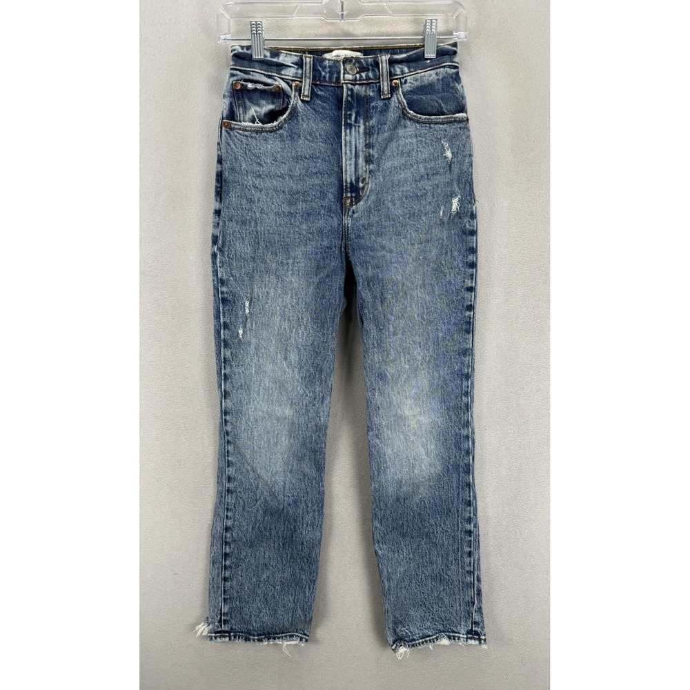 Abercrombie Fitch Women's Sz 25‎ 90s Straight Ultra High Rise Distressed Jeans